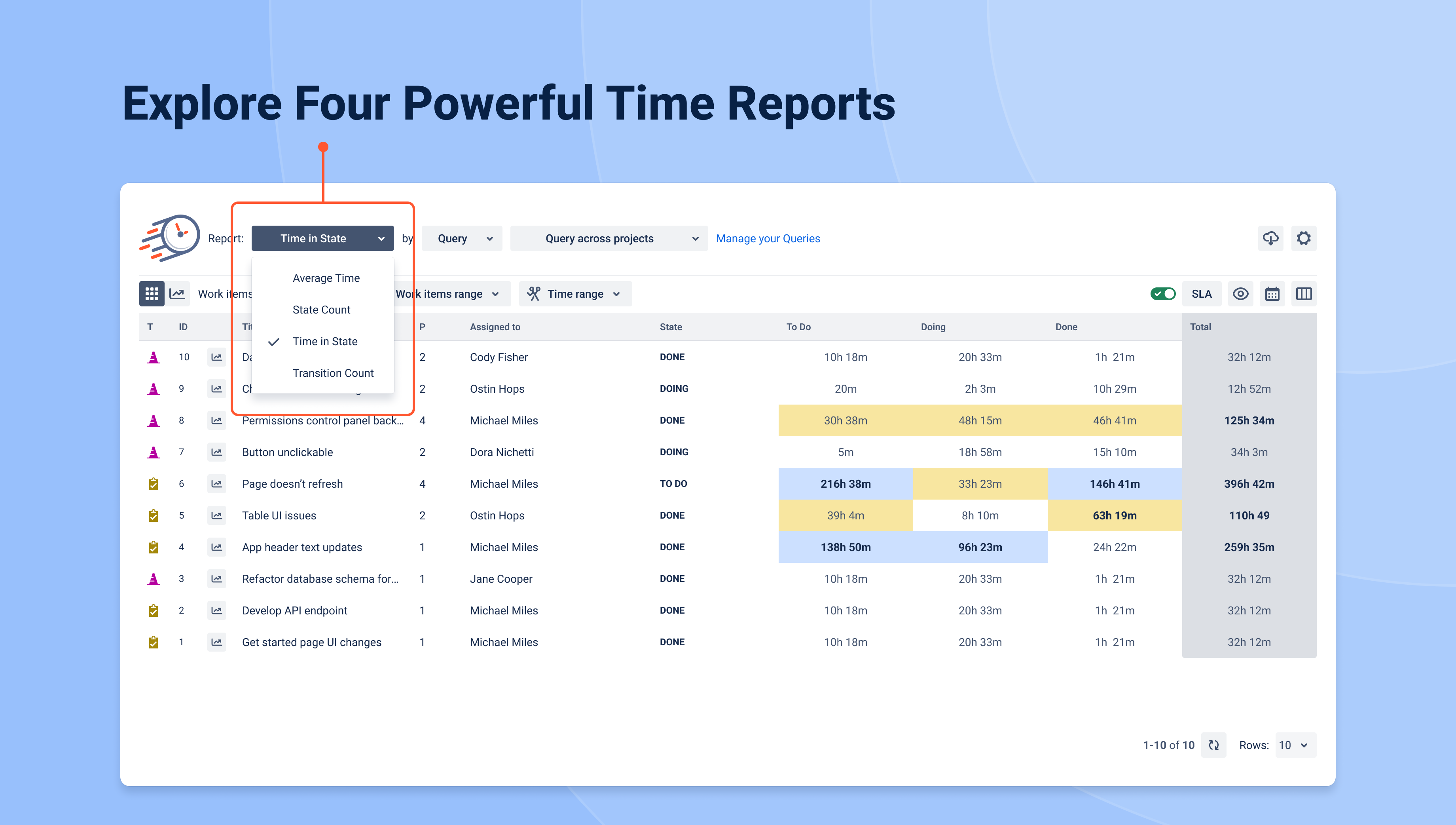 Screenshot of showing Report functionality